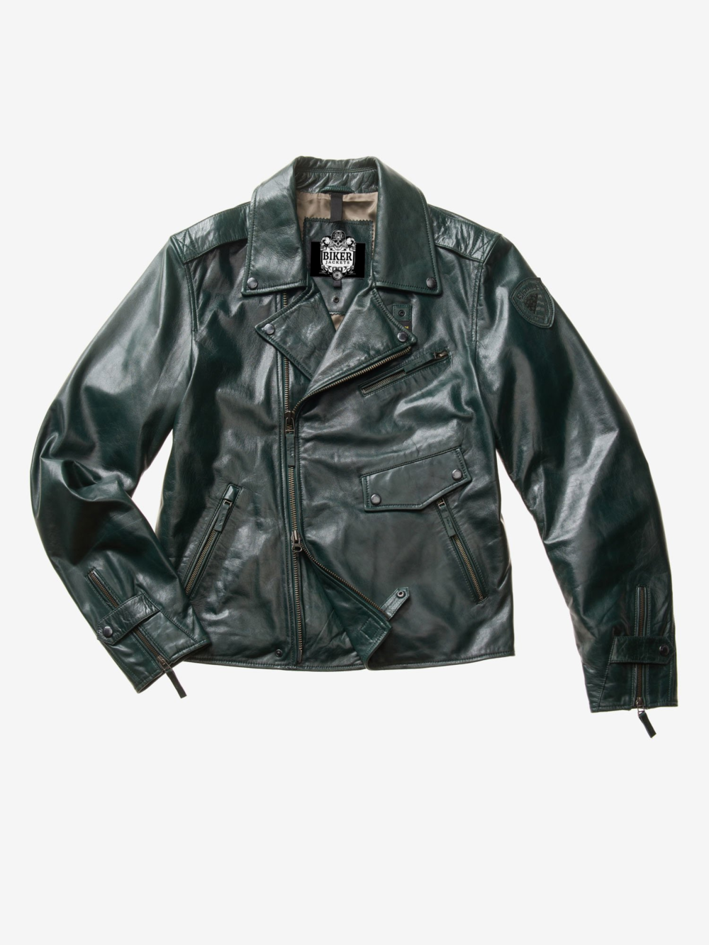 Green Leather Biker Jacket
