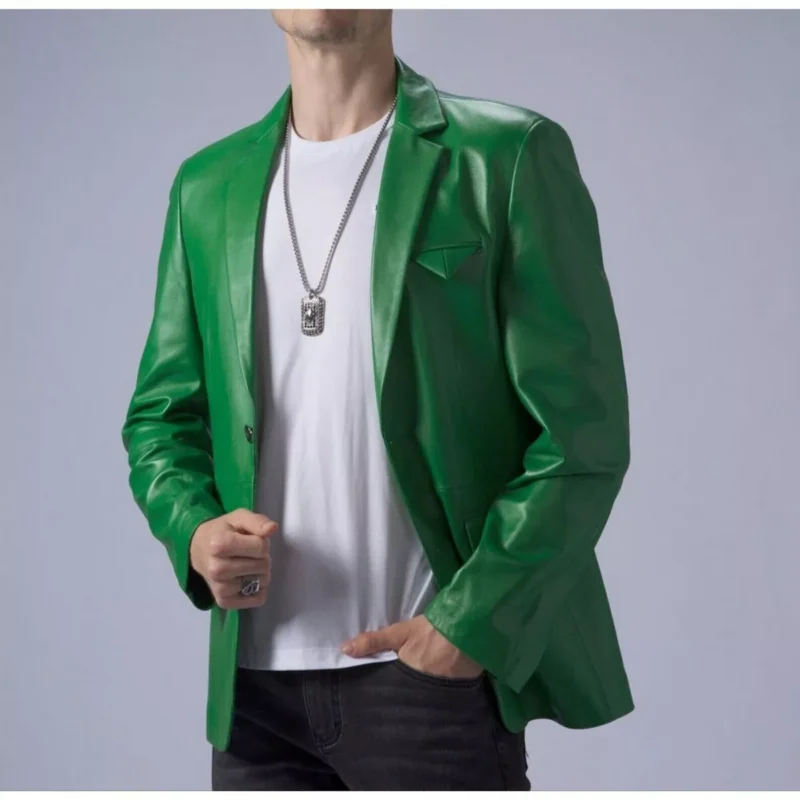 Green Leather Blazer