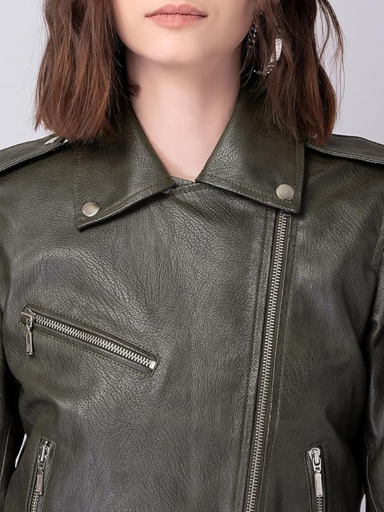 Green Leather Jacket Women 3