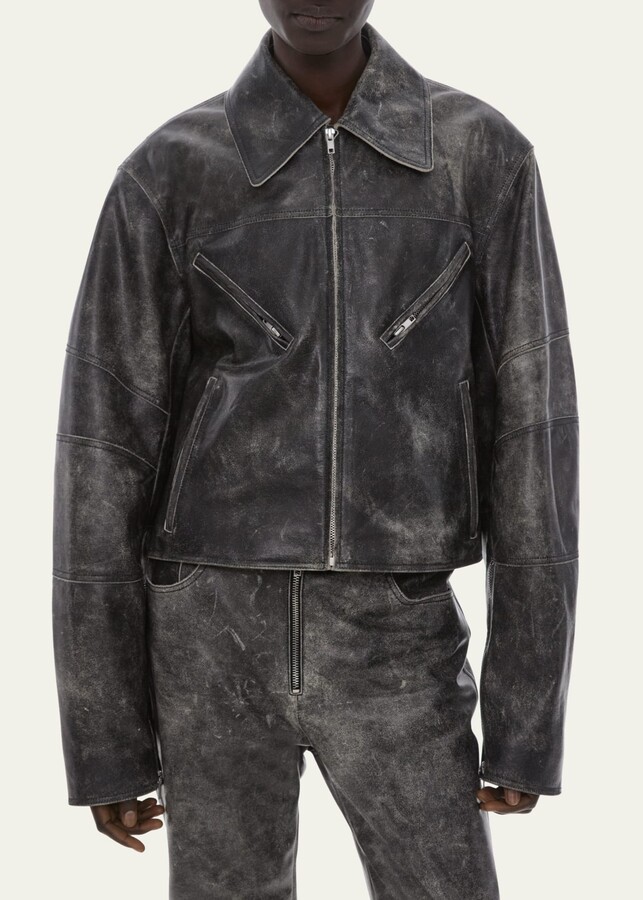 Helmut Lang Distressed Leather Biker Jacket 2