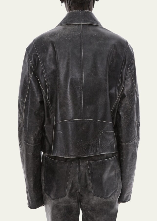 Helmut Lang Distressed Leather Biker Jacket 3