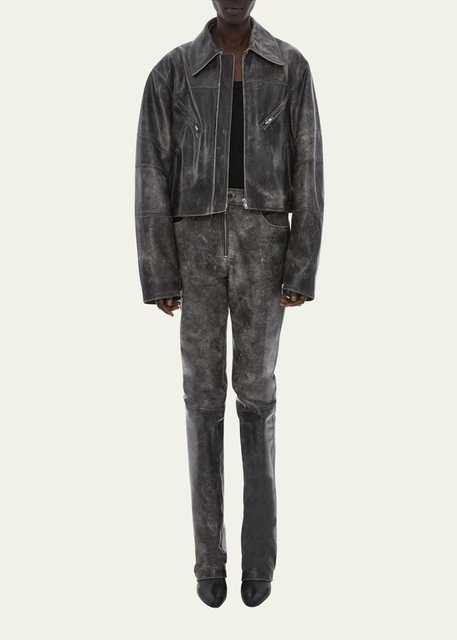 Helmut Lang Distressed Leather Biker Jacket 4