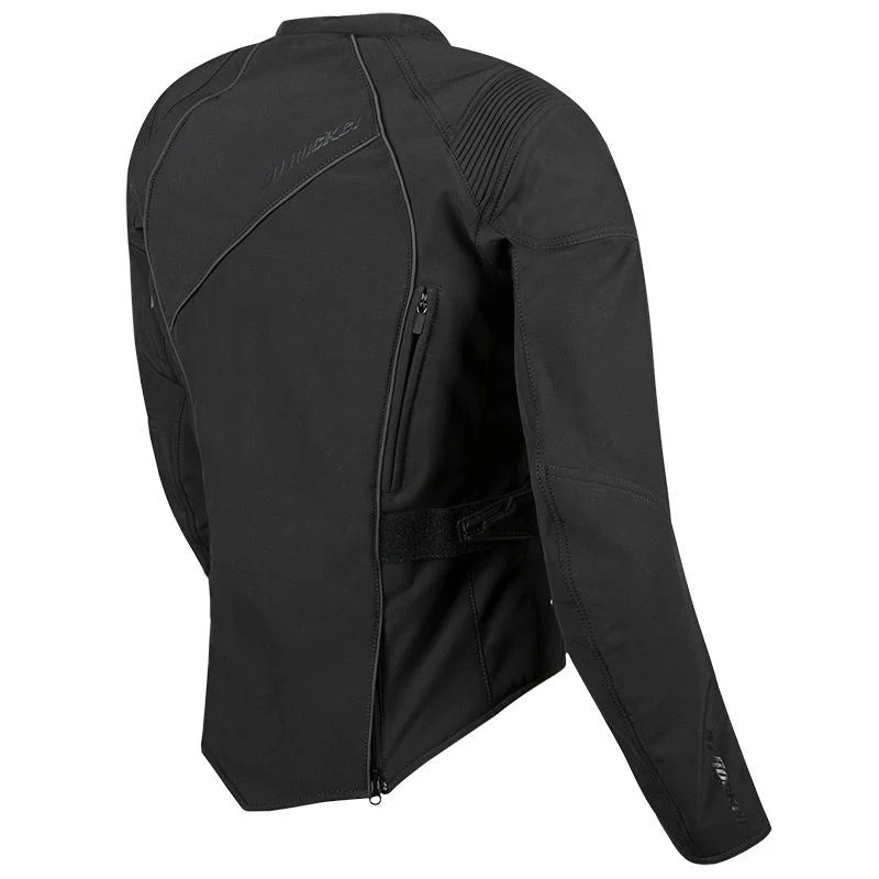 Joe Rocket women's motorcycle jacket in sleek black with adjustable waist and reflective detailing