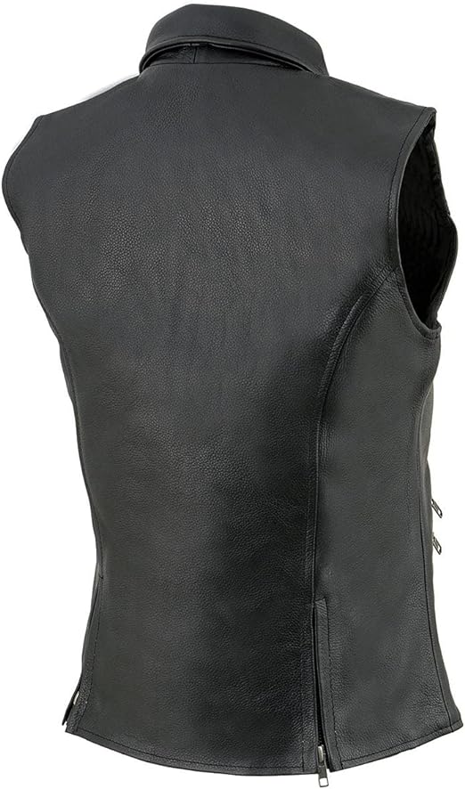 Leather Moto Vest Womens 3