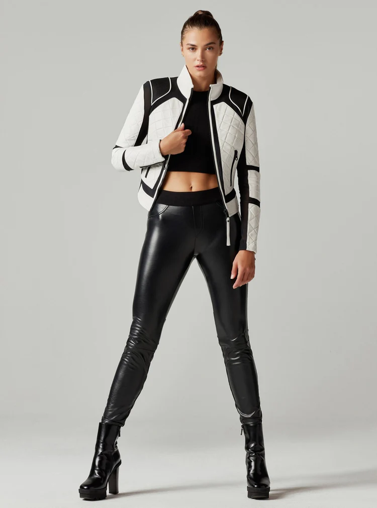 Stylish Black and White Motorcycle Jacket for a modern rider look