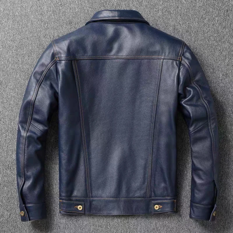 Navy Leather jacket 2