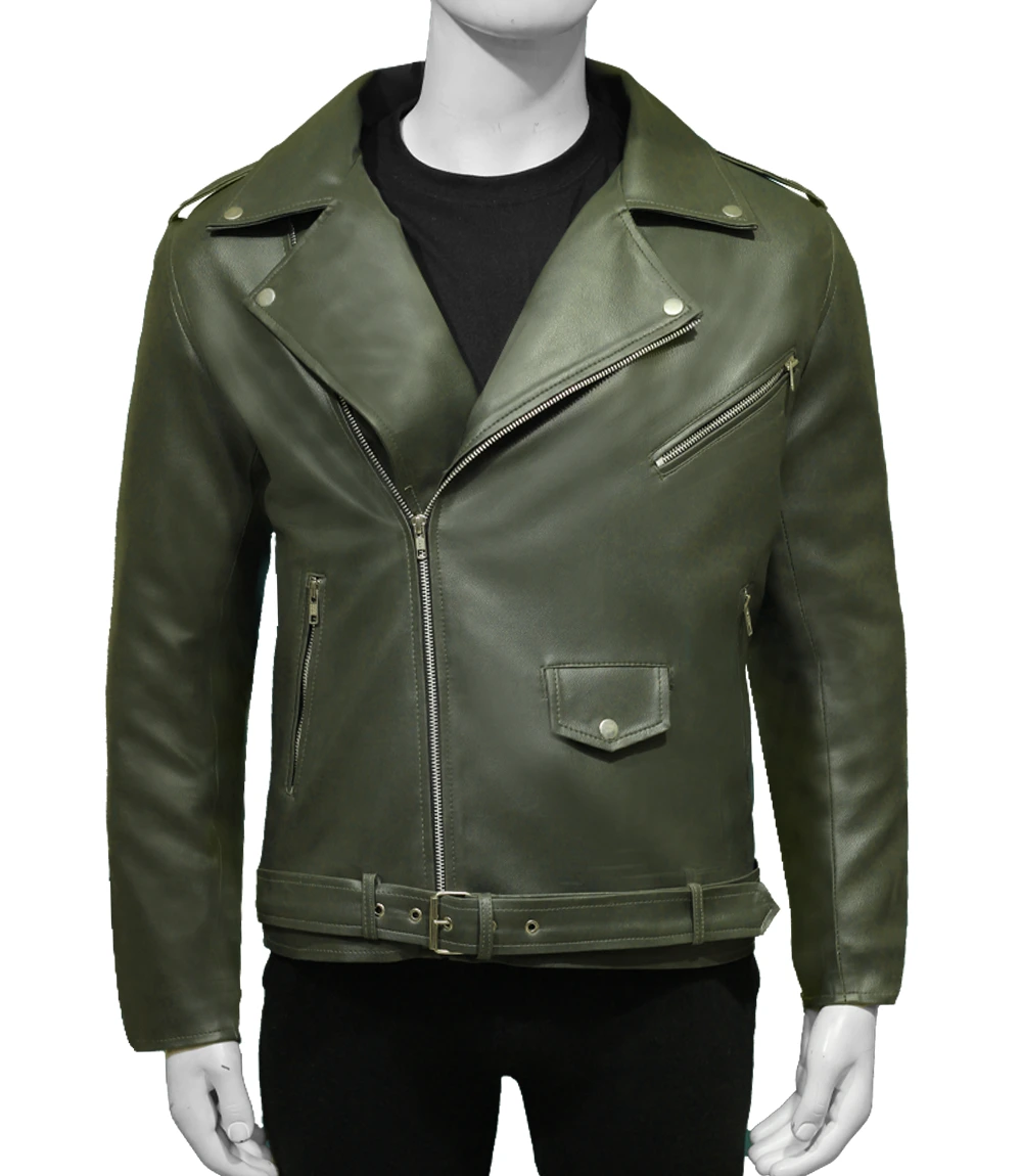 Olive Green Biker Jacket 2