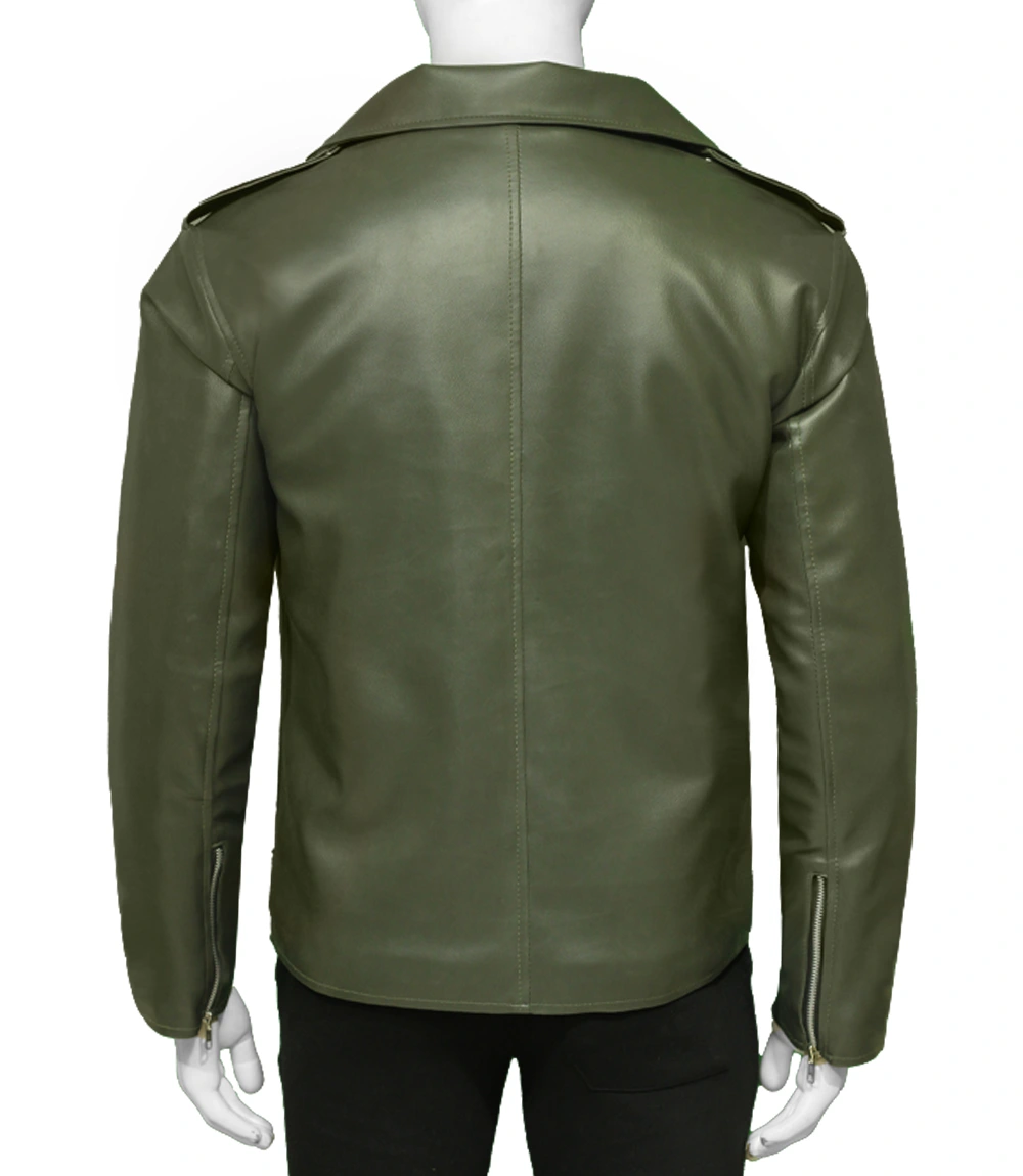Olive Green Biker Jacket 4