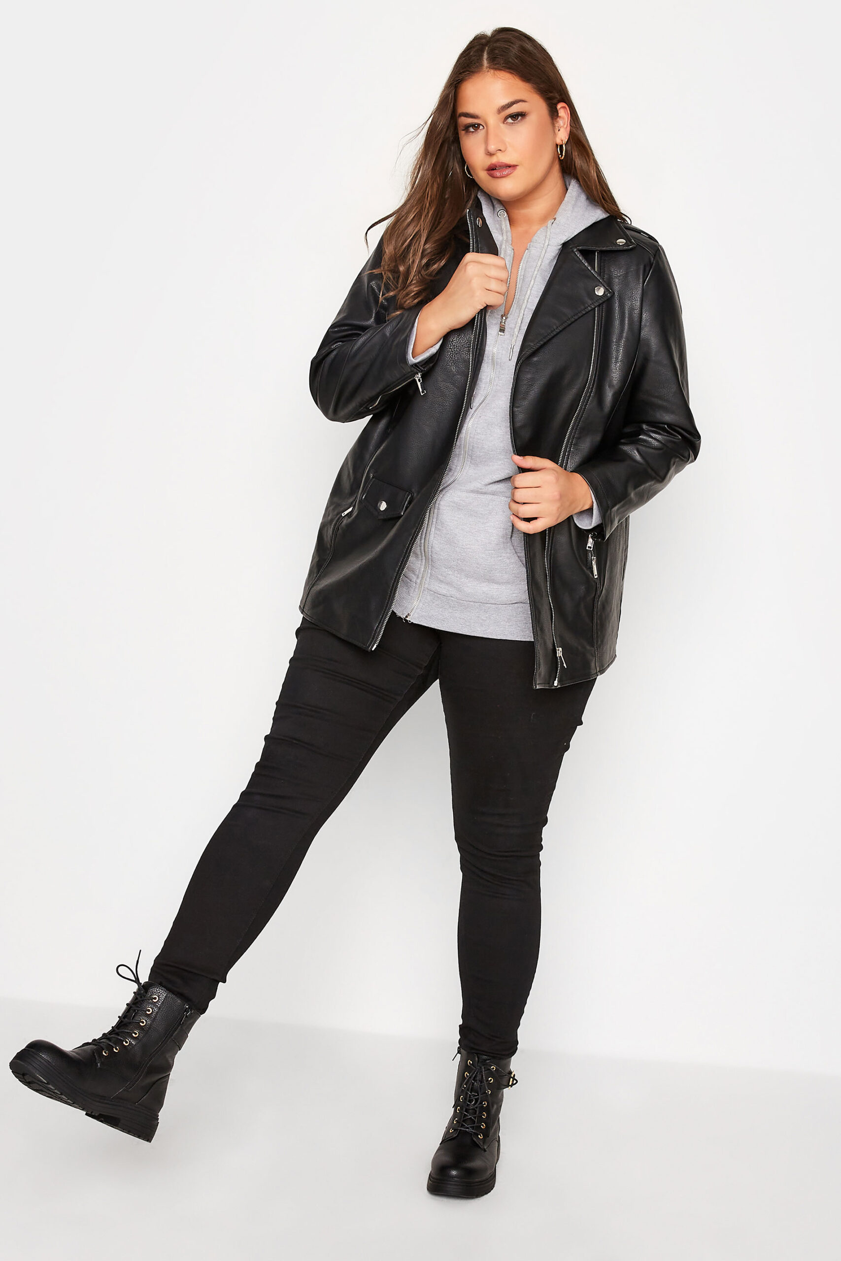 Plus Size Black Biker Jacket 2