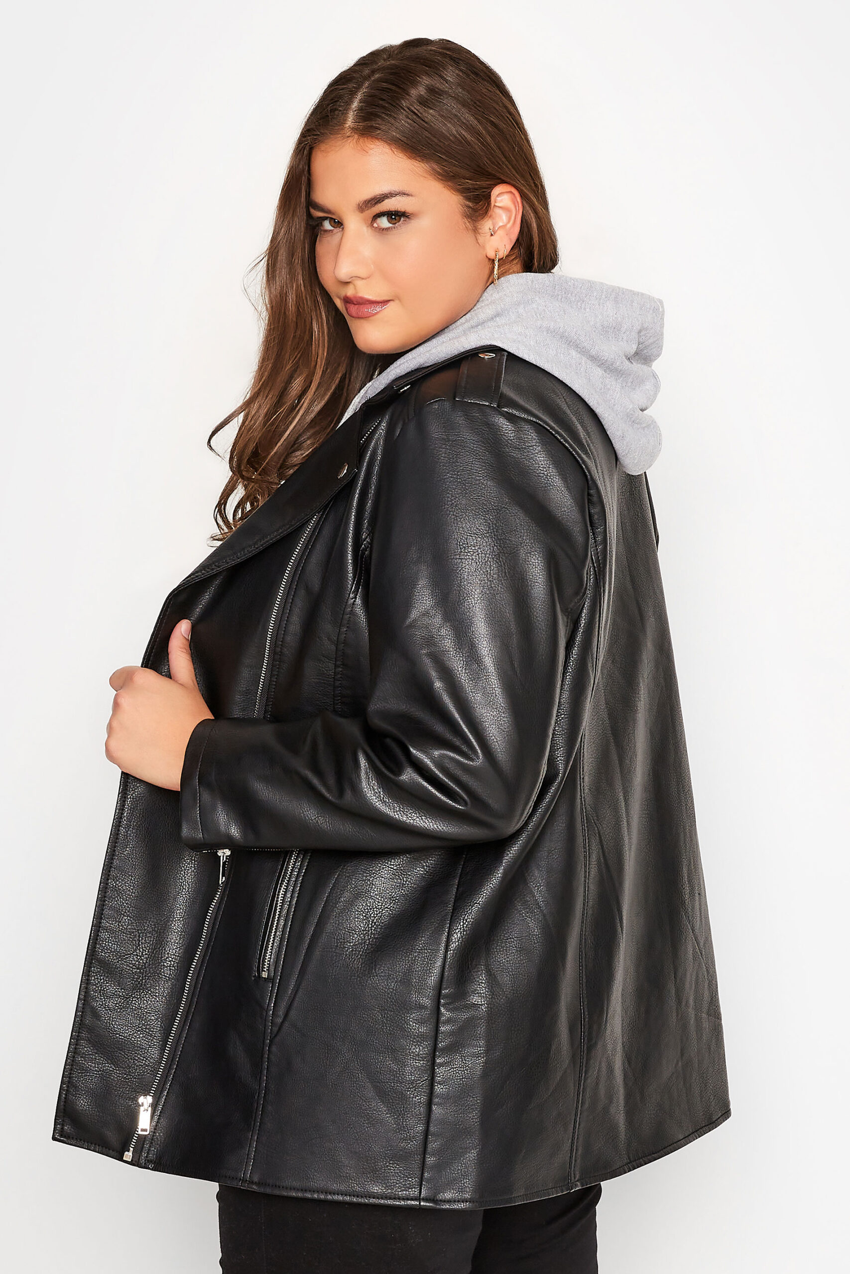 Plus Size Black Biker Jacket 3