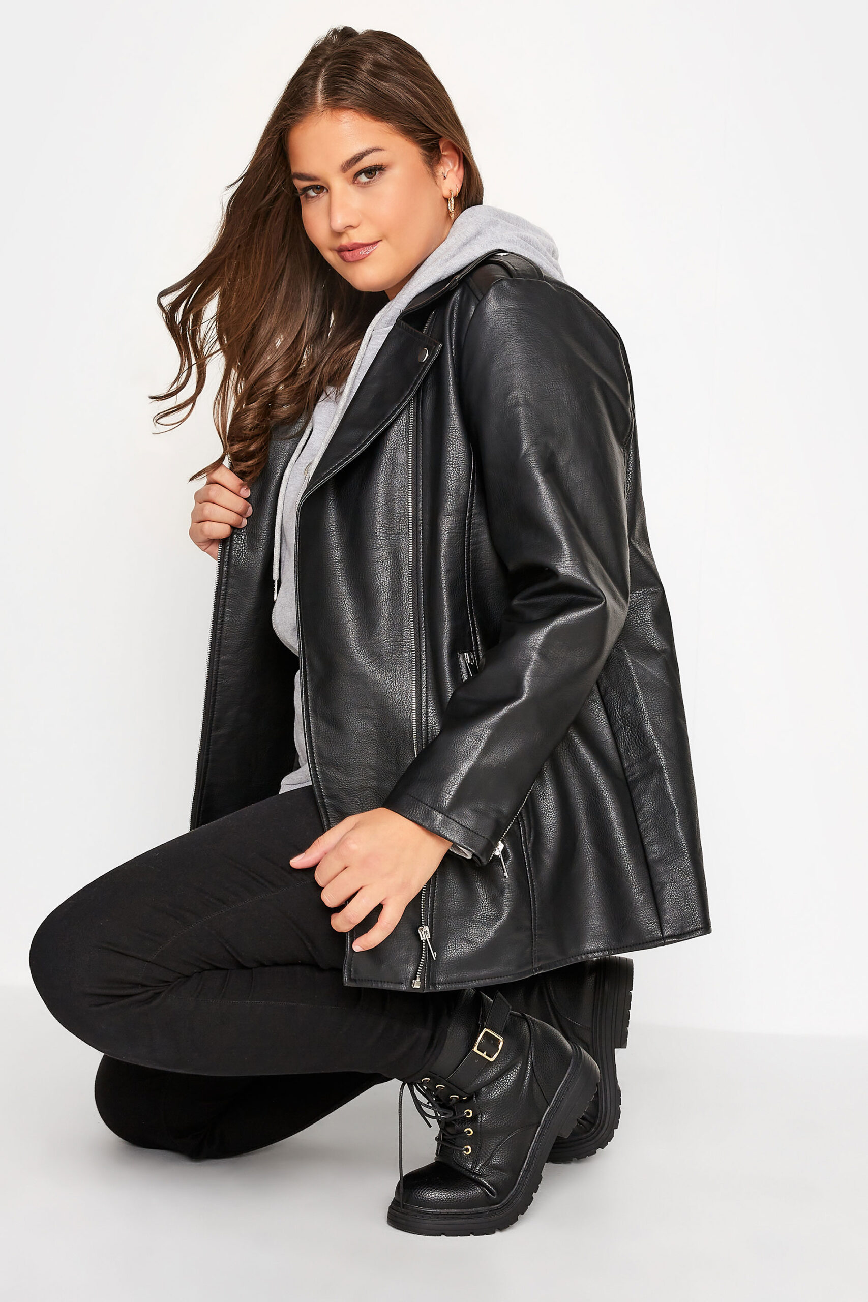 Plus Size Black Biker Jacket 4