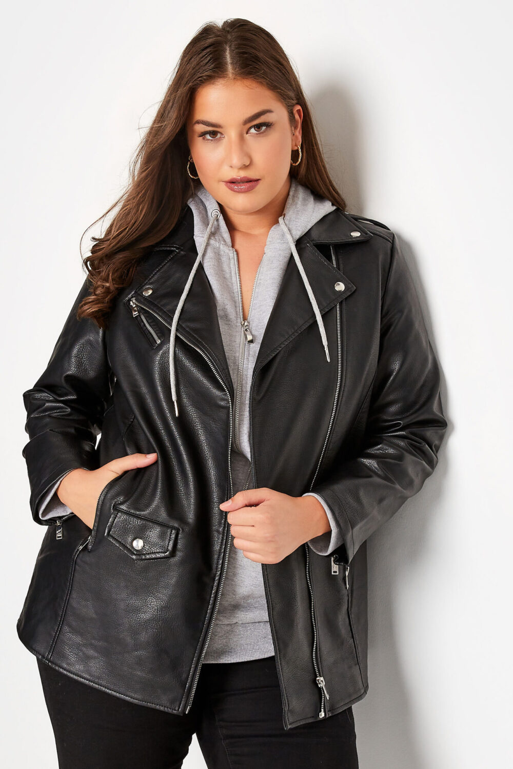 Plus Size Black Biker Jacket