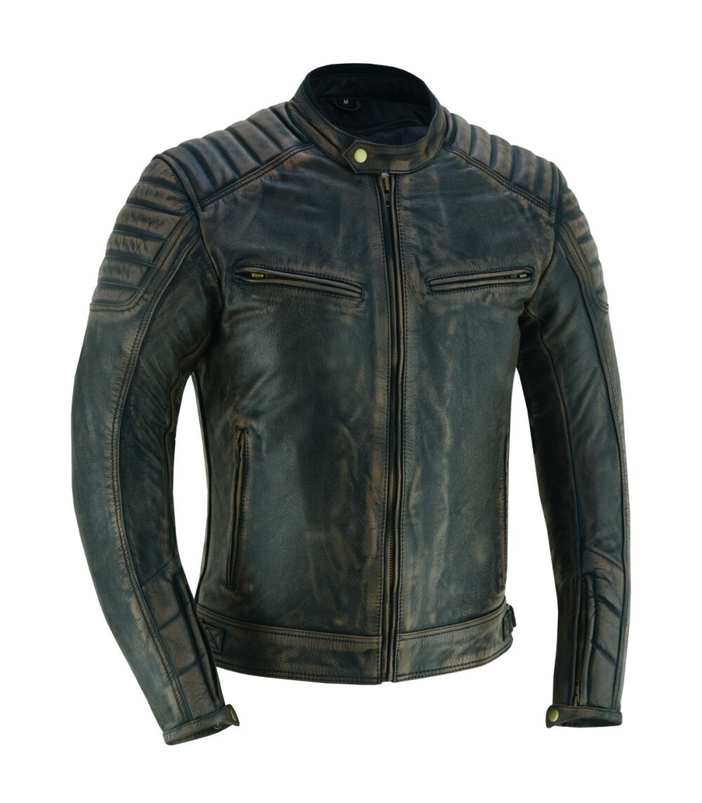 Vintage-inspired retro motorcycle jacket for bikers with iconic 70s look and zippered pockets