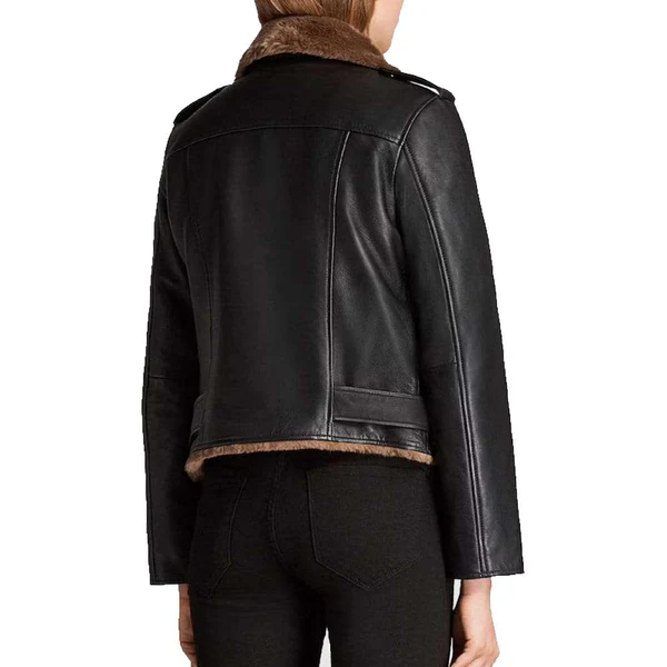 Shearling Biker Jacket Womens 2