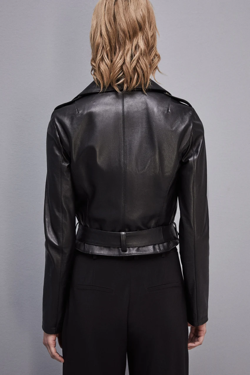 Woman Leather Motorcycle Jacket 4