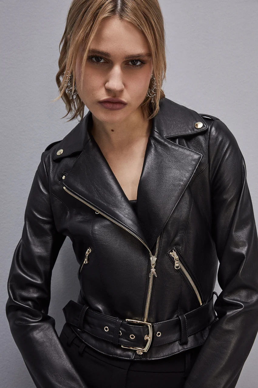 Woman Leather Motorcycle Jacket