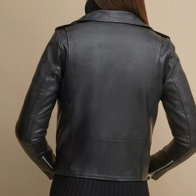Womens Black Biker Jacket 2