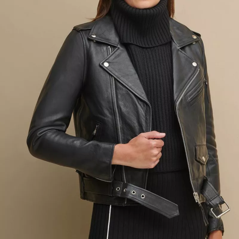Womens Black Biker Jacket
