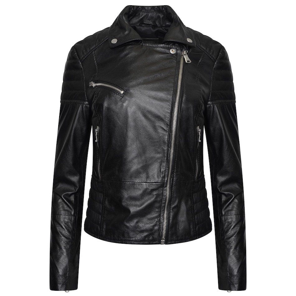 Women's Black Leather Biker Jacket