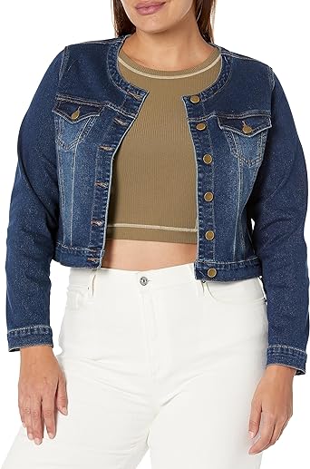 collarless denim jacket womens