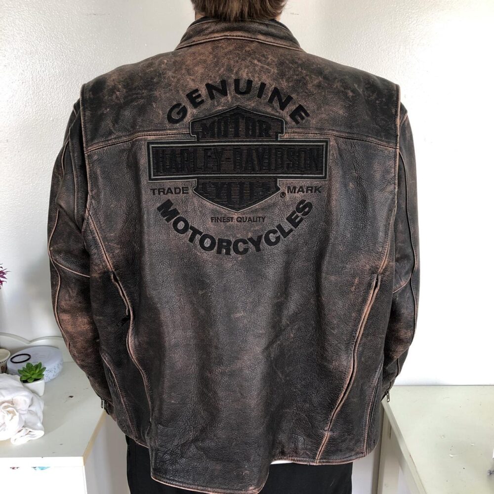 harley davidson brown leather jacket 2