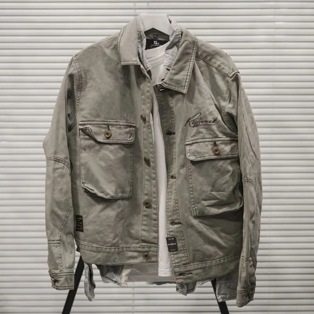 mens denim distressed jacket