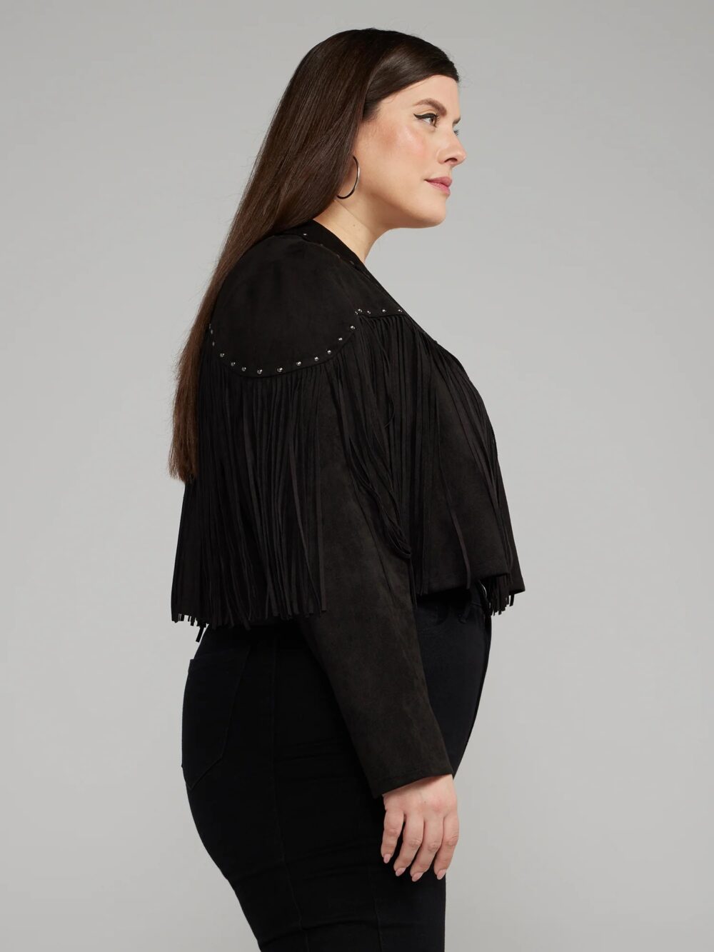 Plus Size Suede Fringe Jacket 2