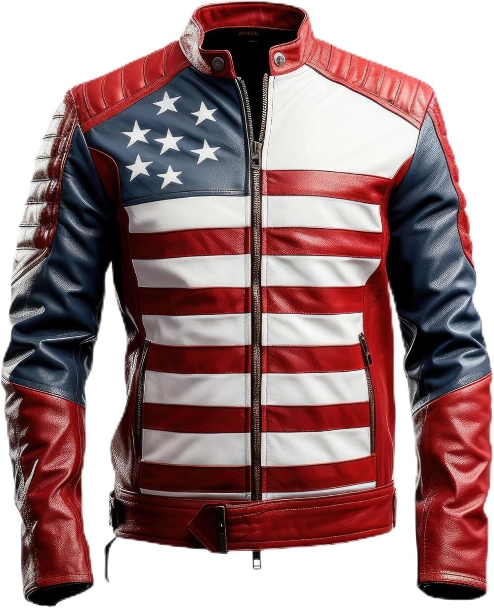 American Flag Leather Motorcycle Jacket