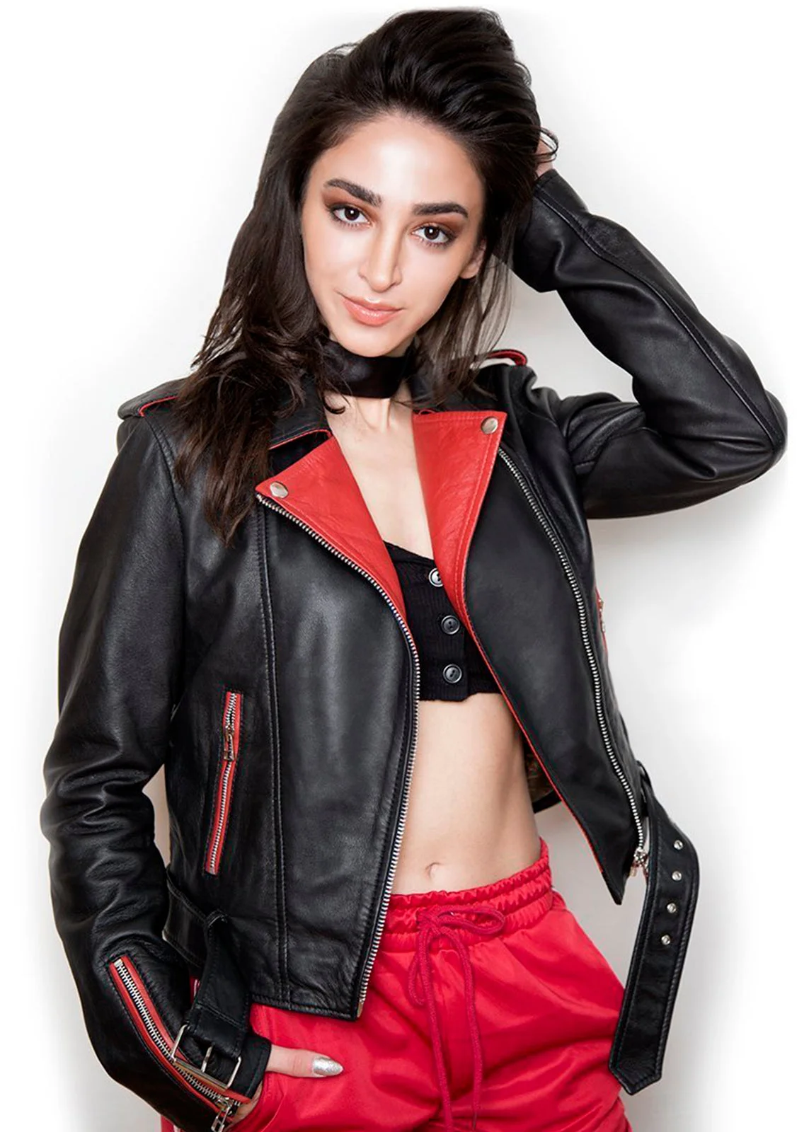 Black And Red Leather Motorcycle Jacket 2
