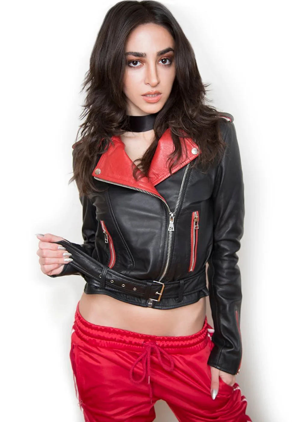 Black And Red Leather Motorcycle Jacket 3