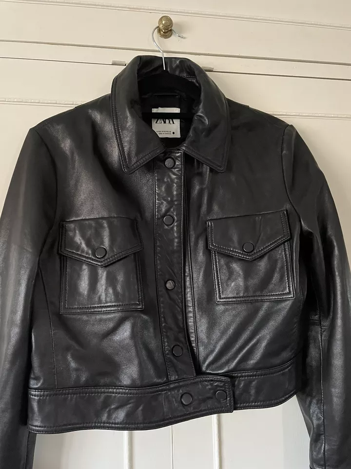 Black Crop Jacket Leather 2