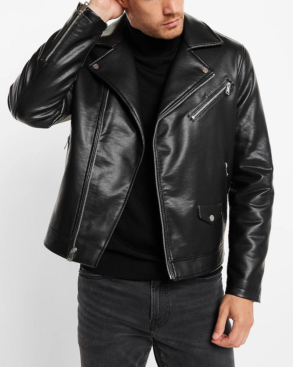 Black Faux Leather Biker Jacket