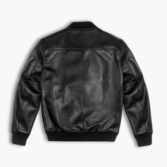 Black Leather Bomber Jacket 3