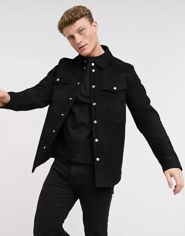 Black Suede Trucker Jacket