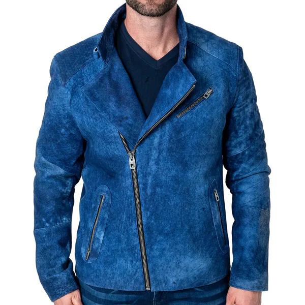 Blue Suede Leather Jacket