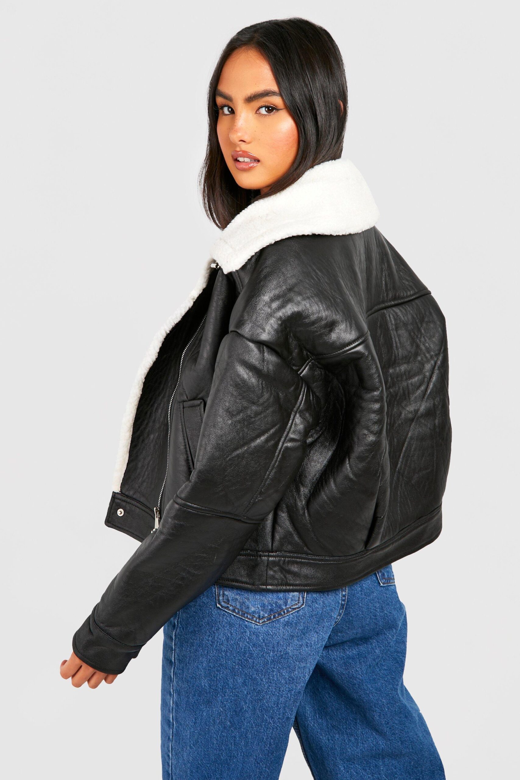 Borg Lined Hooded Aviator Jacket