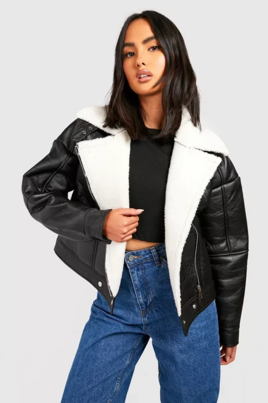 Borg Lined Hooded Aviator Jacket