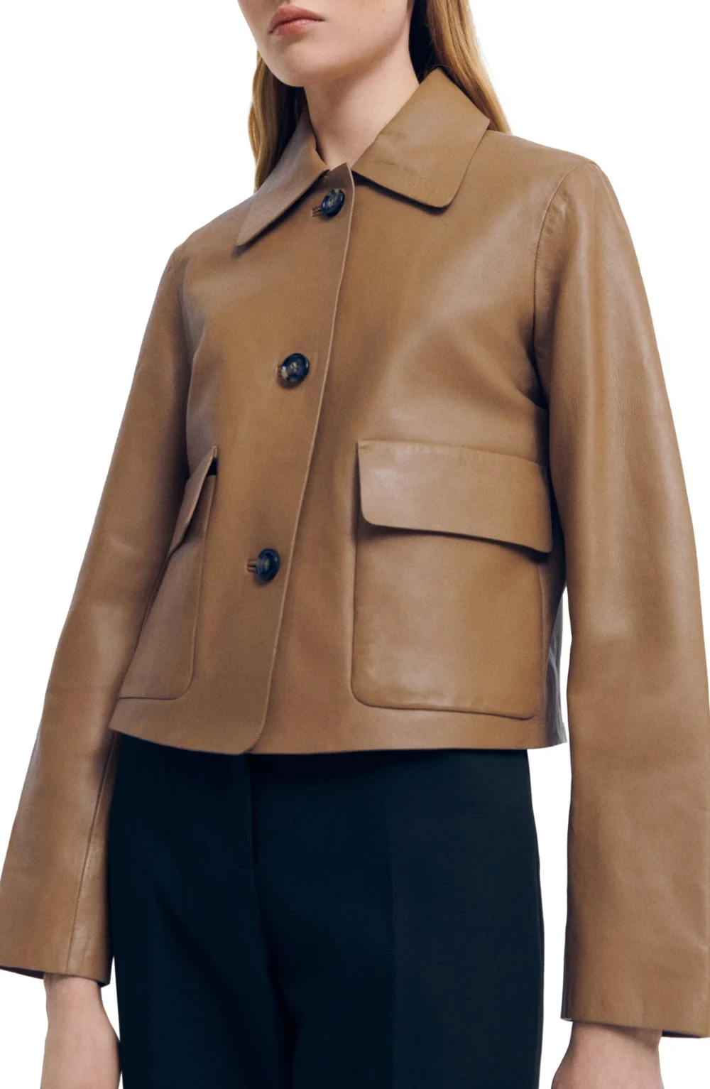 Brown Cropped Aviator Jacket