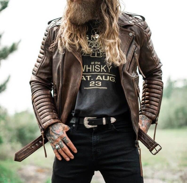 Brown Distressed Motorcycle Jacket
