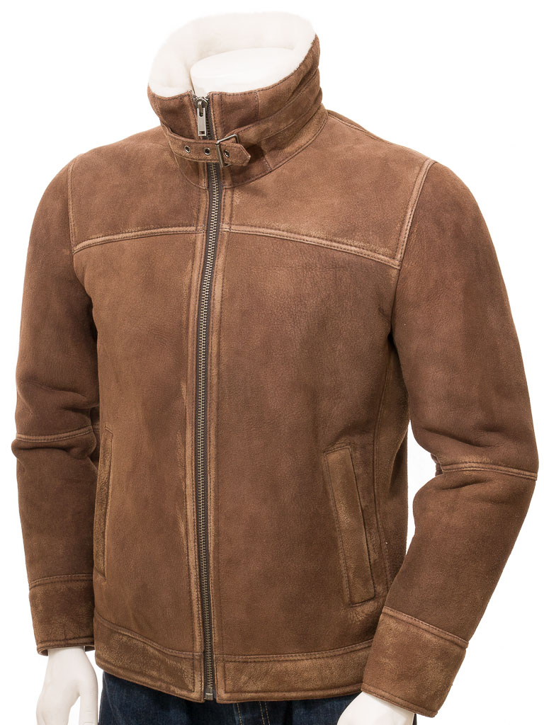 Brown Sheepskin Jacket Mens 1