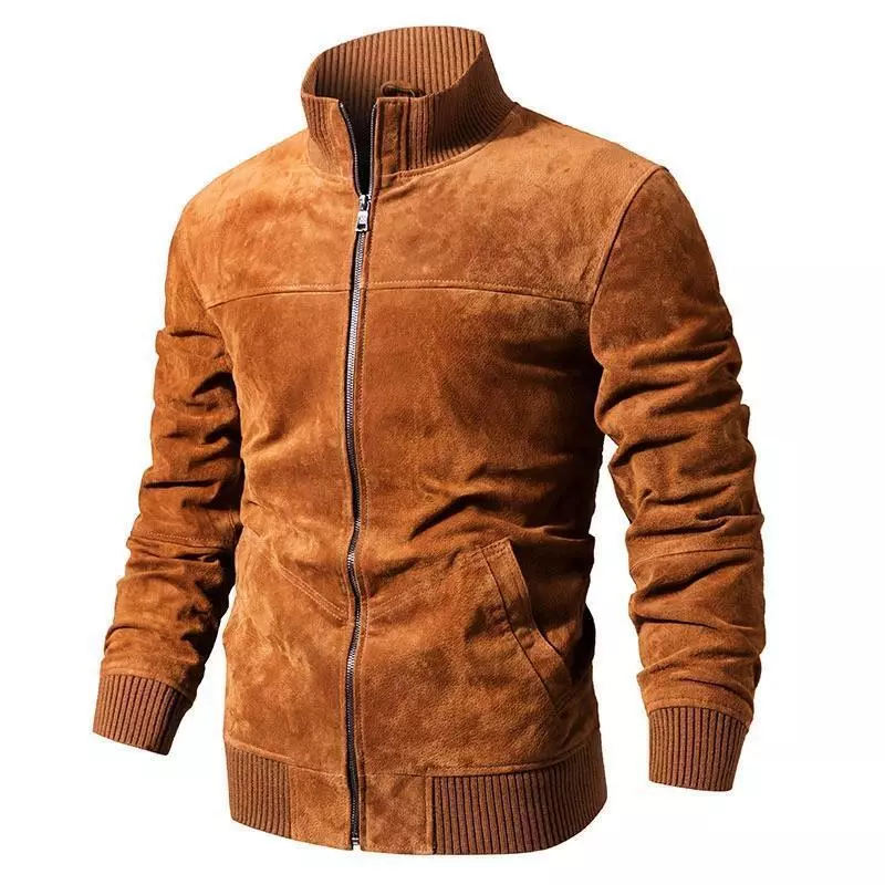 Brown Suede Bomber Jacket Mens