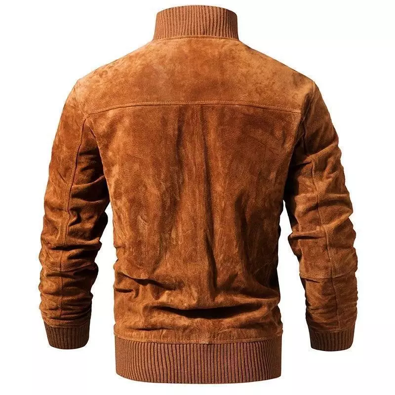Brown Suede Bomber Jacket Mens 2