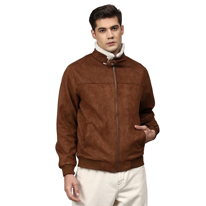 Brown Suede Bomber Jacket