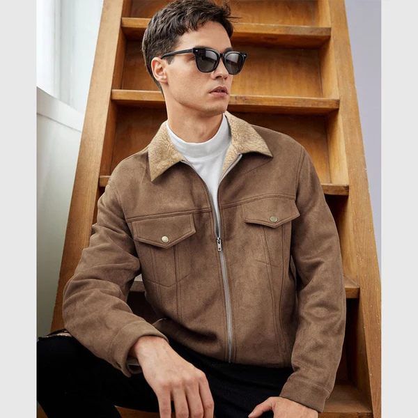 Brown Suede Jacket With Fur