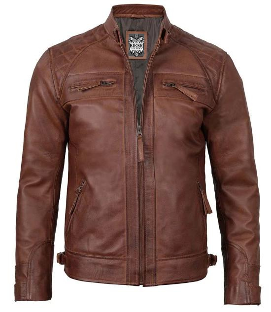 Cognac Leather Motorcycle Jacket