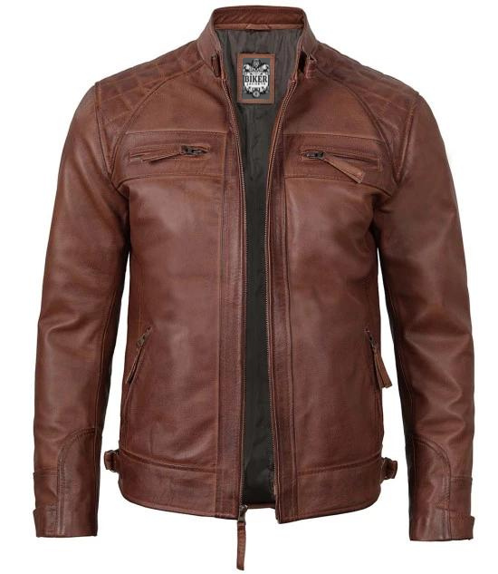 Cognac Leather Motorcycle Jacket
