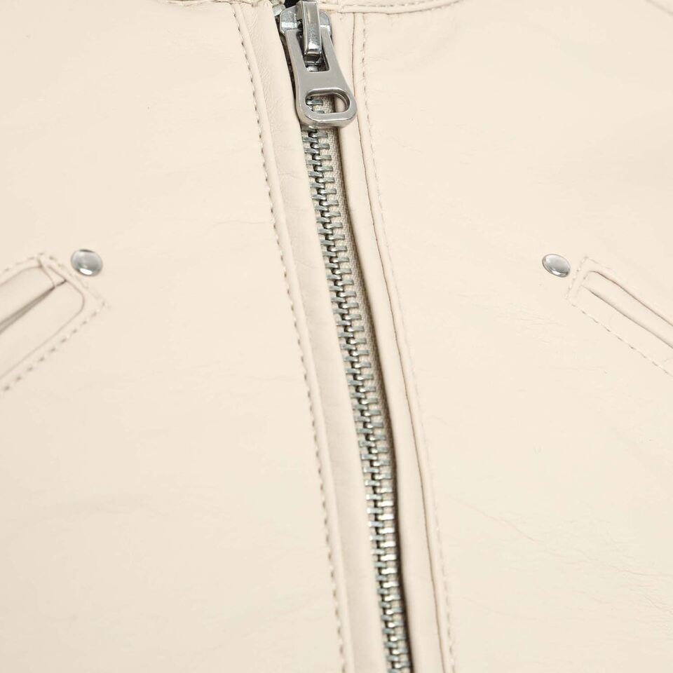 Cream Faux Leather Biker Jacket 3