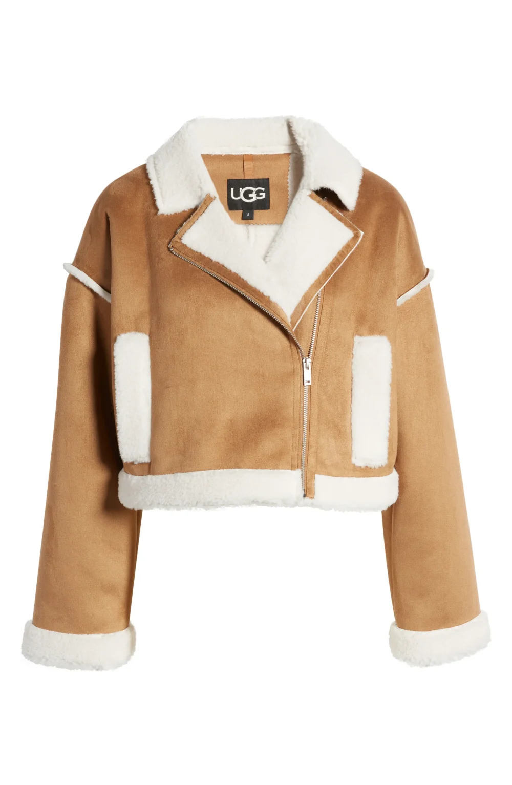 Cropped Shearling Aviator Jacket