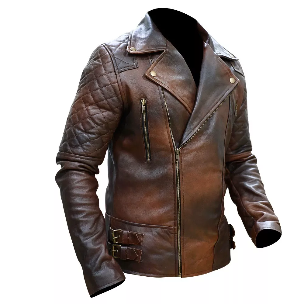 Distressed Motorcycle Leather Jacket 2