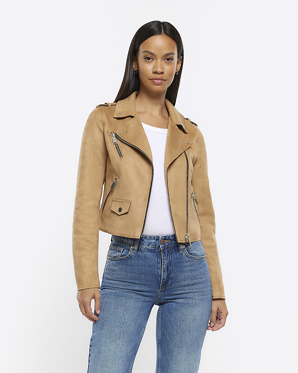 Faux Suede Moto Jacket Women's